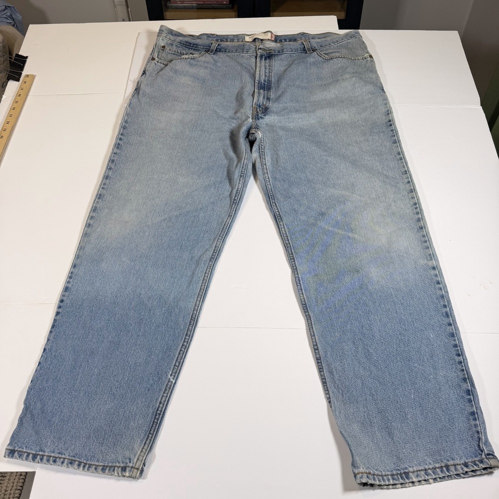Levi's 550 Jeans Mens 46x32 Blue Denim Red Tab Medium Wash Relaxed Fit‎ Grunge